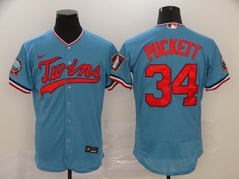 Men Minnesota Twins #34 Puckett Blue Nike Elite MLB Jerseys->new york yankees->MLB Jersey